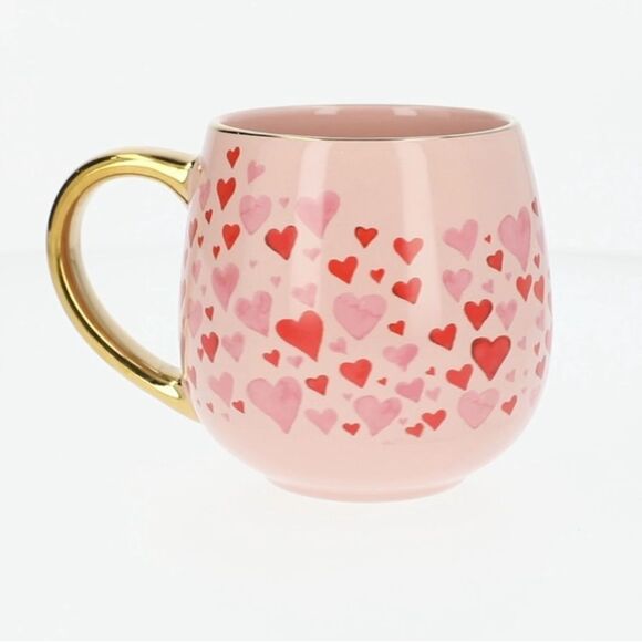 Thyme & Table Stoneware Heart Pattern Mug with Gold Handle - Picture 4 of 7